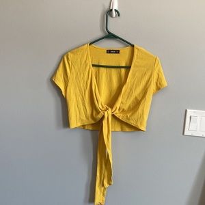 Shein yellow wrap around top